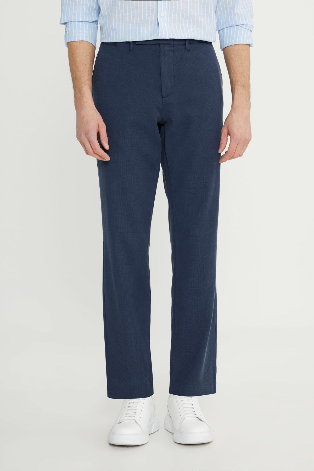 ALTINYILDIZ CLASSICS Erkek Lacivert Pamuklu Comfot Fit Rahat Kesim Yan Cepli Armürlü Casual Esnek Pantolon