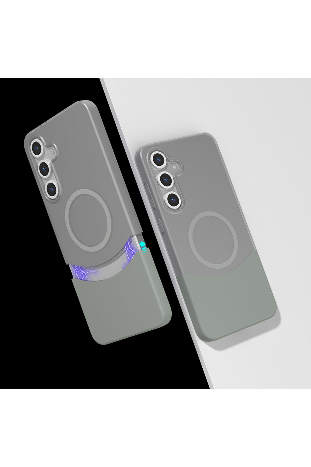 Sphone Samsung Galaxy S25 Plus Kılıf Transparan Çift Parça Renkli Mıknatıslı Ayrılabilen Magsafe İnce Slim