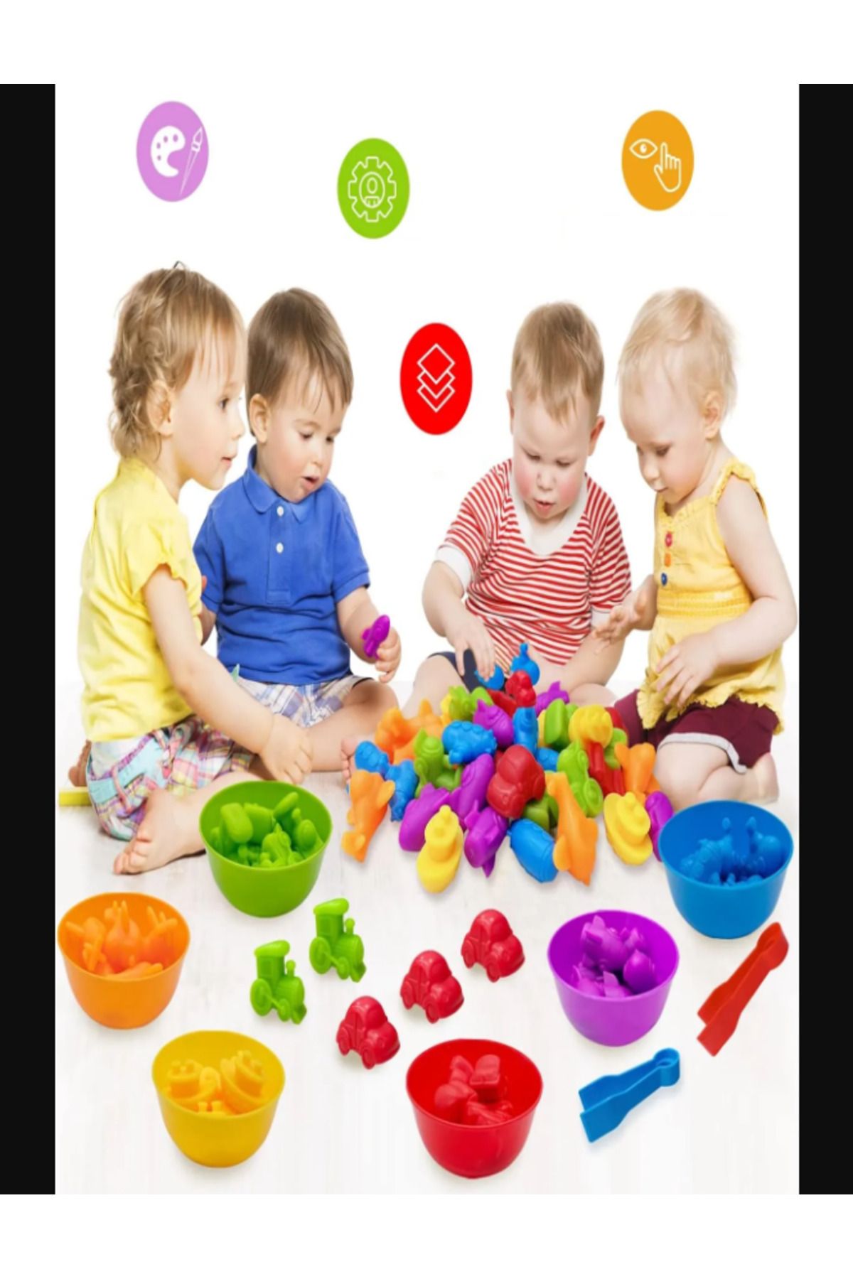 Ax Axentia Sevimli Hayvanlar Aktarım Seti Montessori ince Motor Beceri Renkleri Ayırt Etme Eğitici Oyuncak