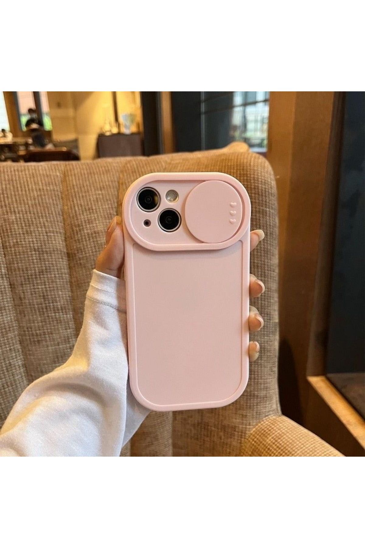 MirazTasarim IPHONE 13 KAMERA SÜRGÜ KAPAKLI PEMBE KILIF