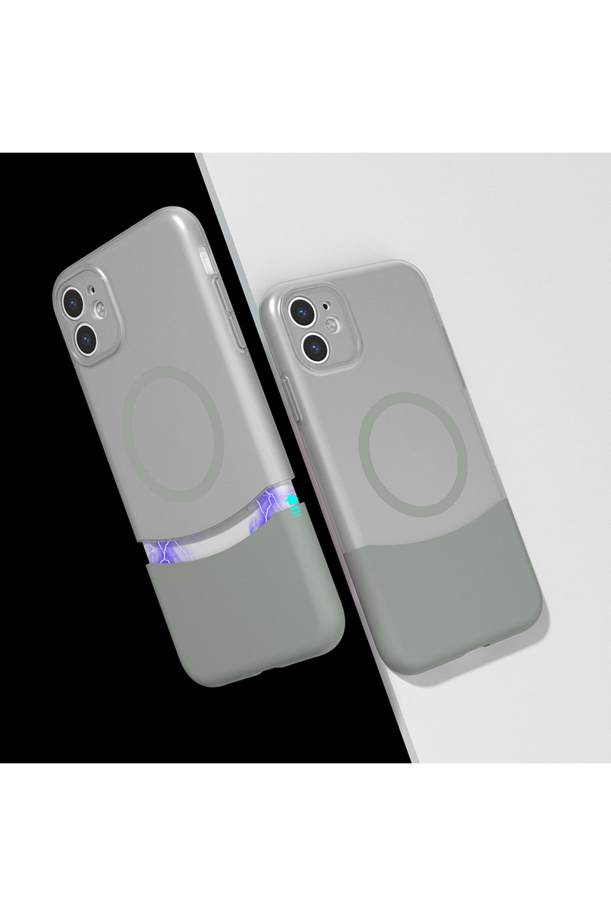 Sphone İphone 11 Kılıf Transparan Çift Parça Renkli Mıknatıslı Ayrılabilen Ultra İnce Kartvizitlik Kapak