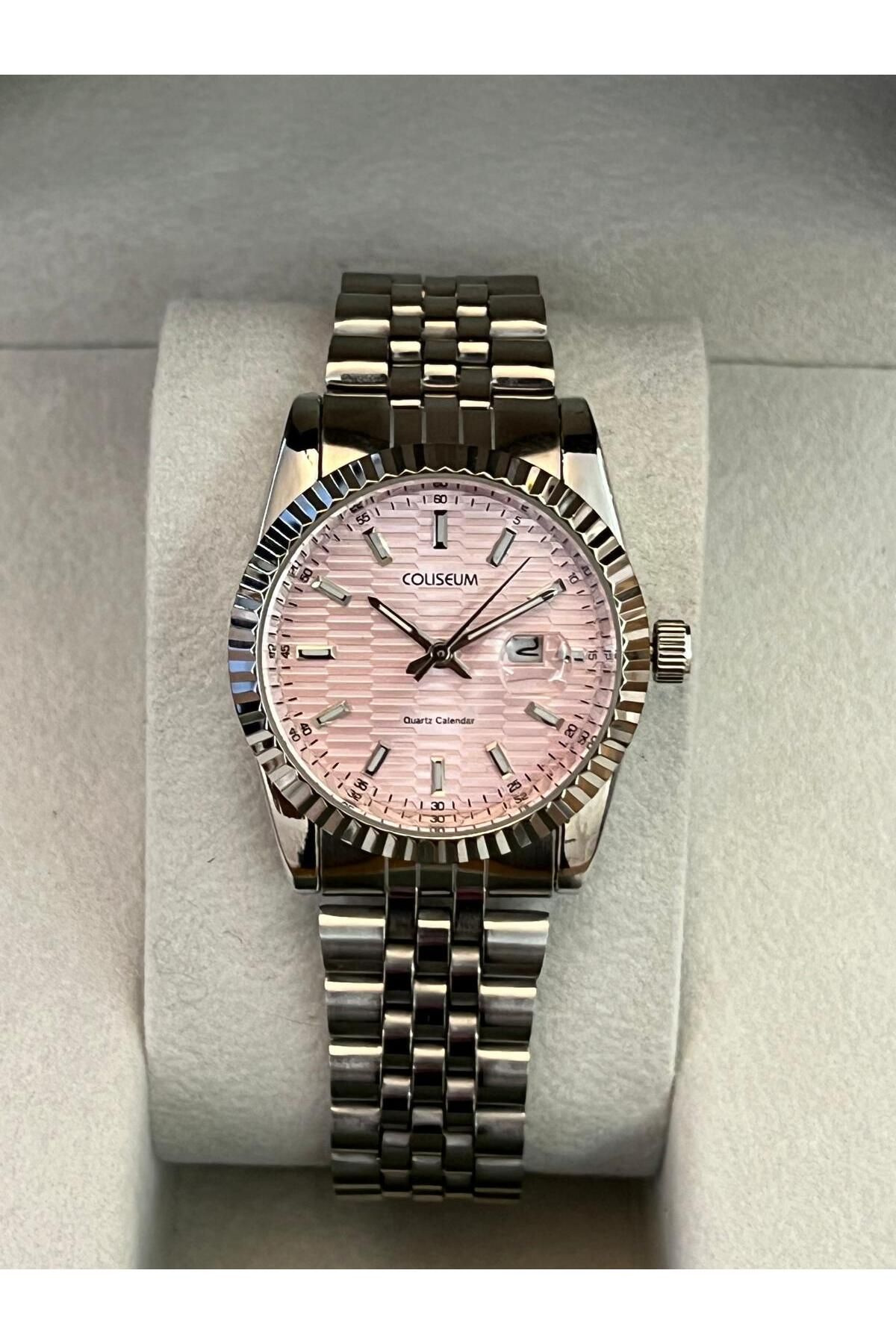 miaroza YENİ MODEL RLX Gümüş Bilezik Pembe Kadran Kadın Kol Saati