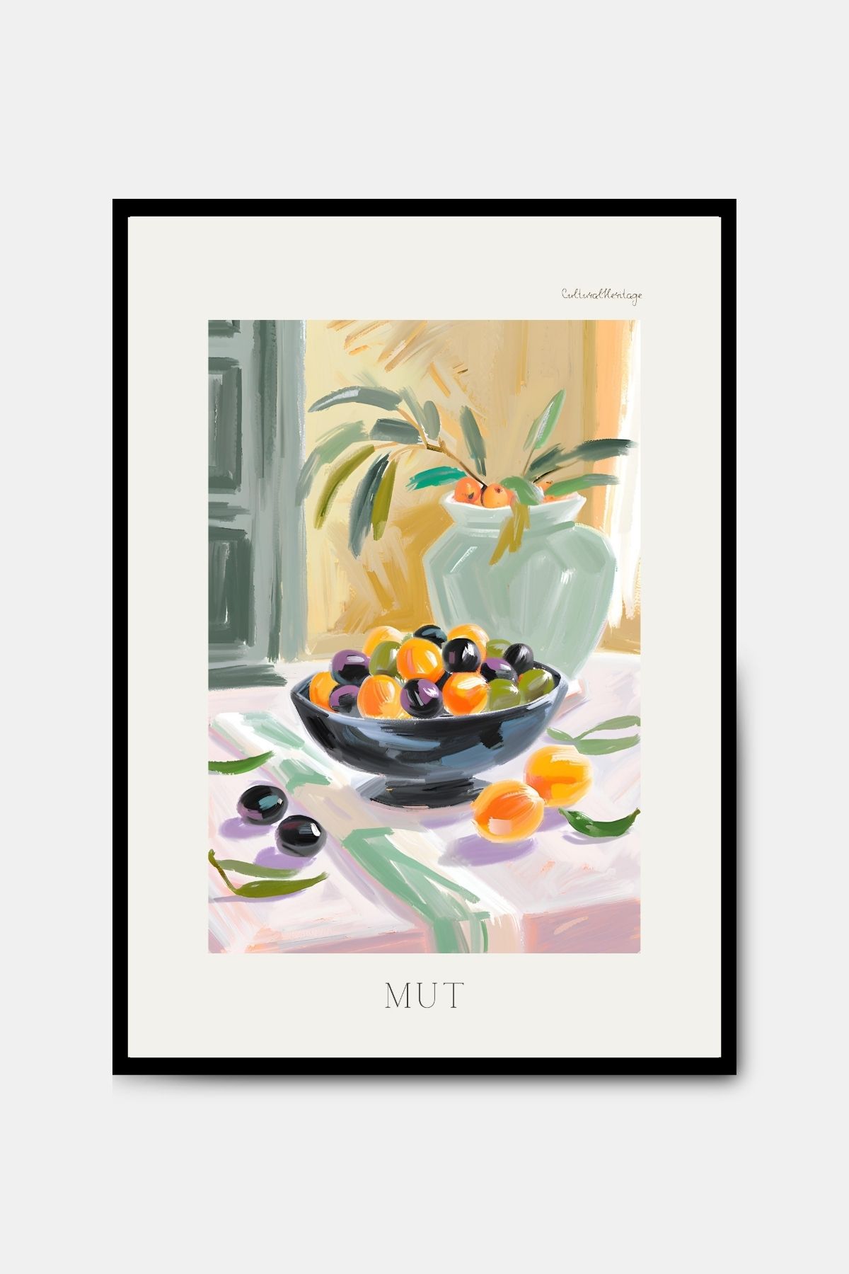 PİTAYA Mersin Mut Poster - Çerçevesiz Tasarım Poster Yağlı Boya Tablo Kayısı Zeytin Duvar Dekoru