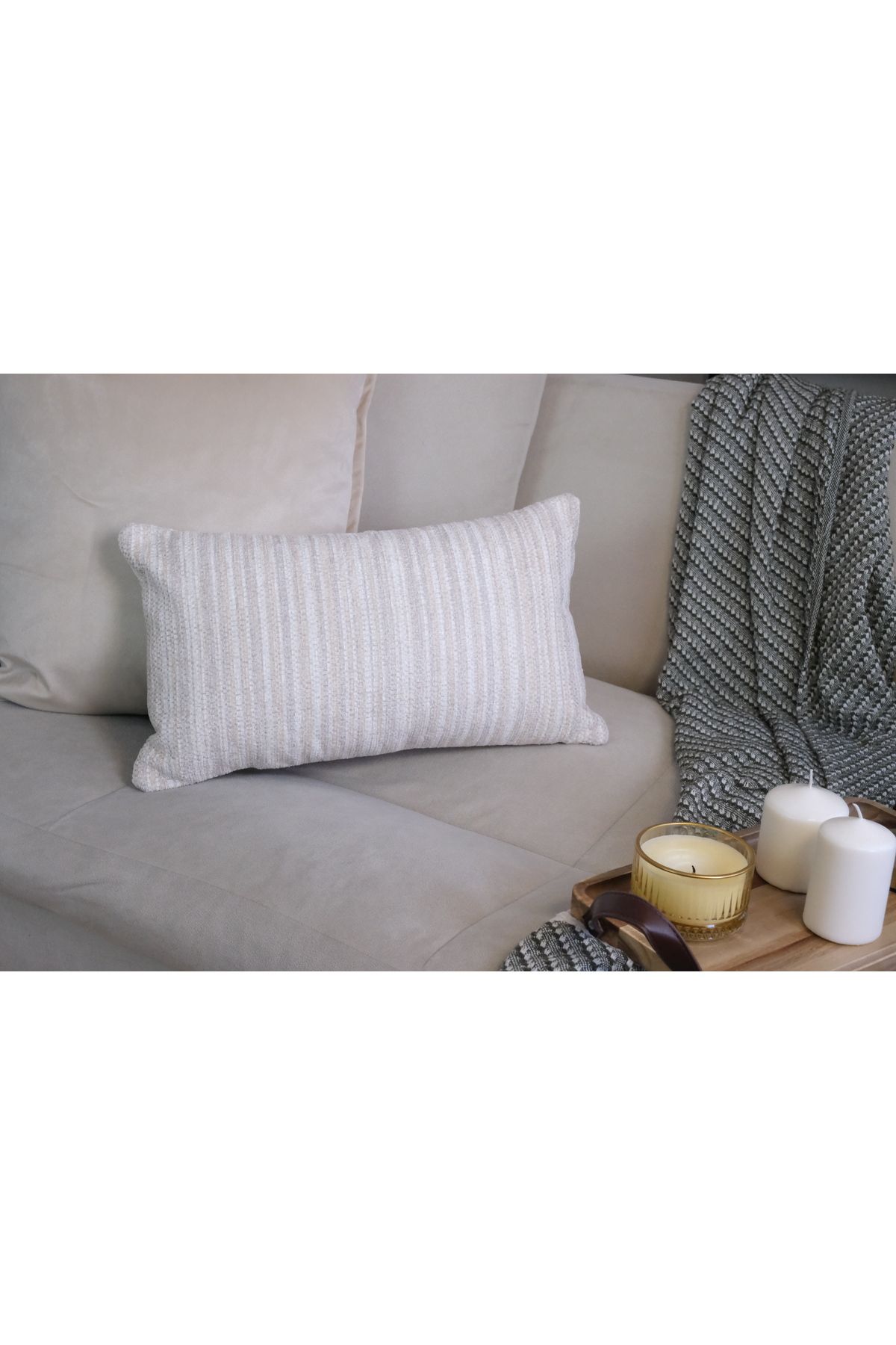 CASACLOTH " Sutton " Dekoratif Dolgulu Kırlent 30x50 cm (İç Yastık Dahil) - Krem\Bej