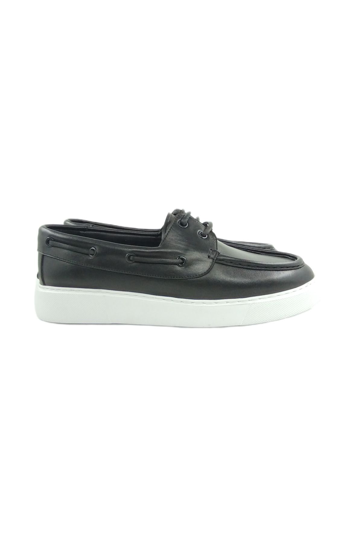 Oneka Shoes 106525YT9630 Erkek Günlük Siyah Deri bağcıklı