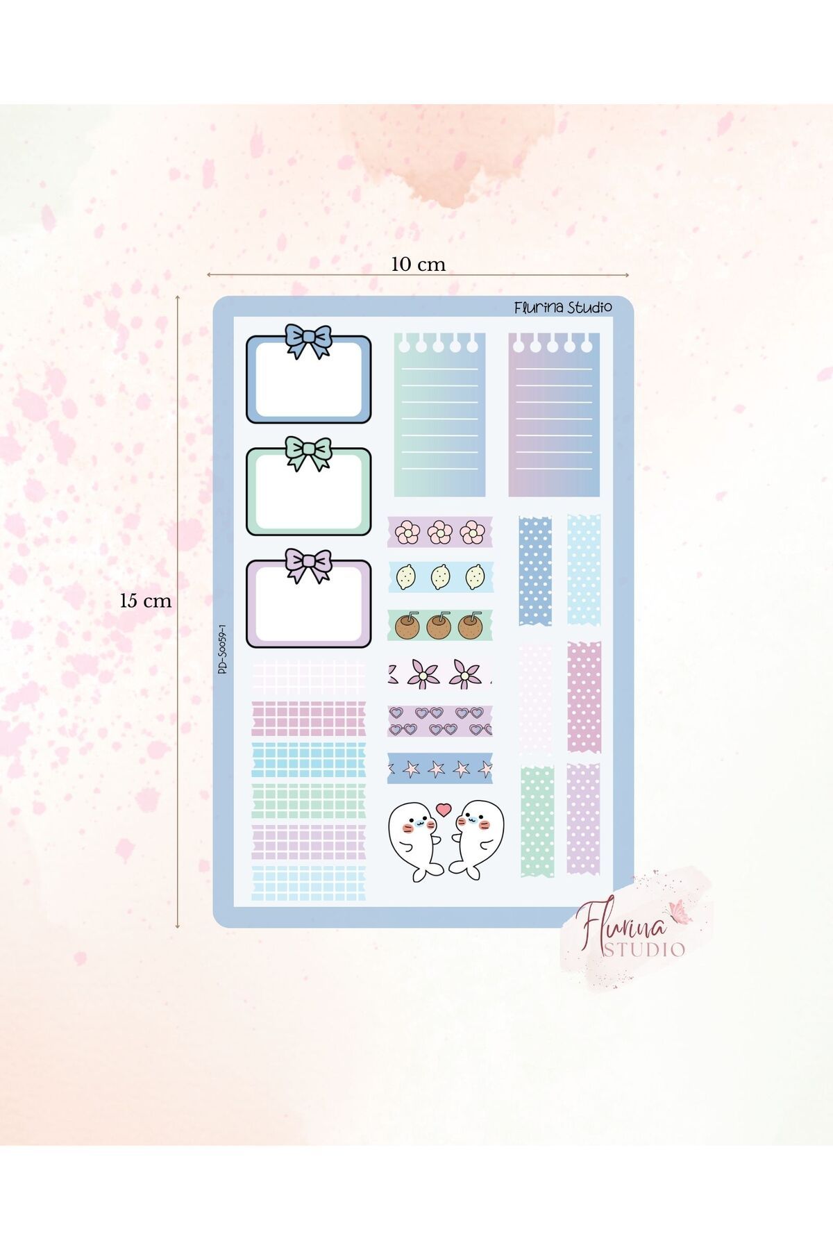 Flurina Studio Summer Seal Journaling 2 Sayfa Şeffaf Sticker Seti
