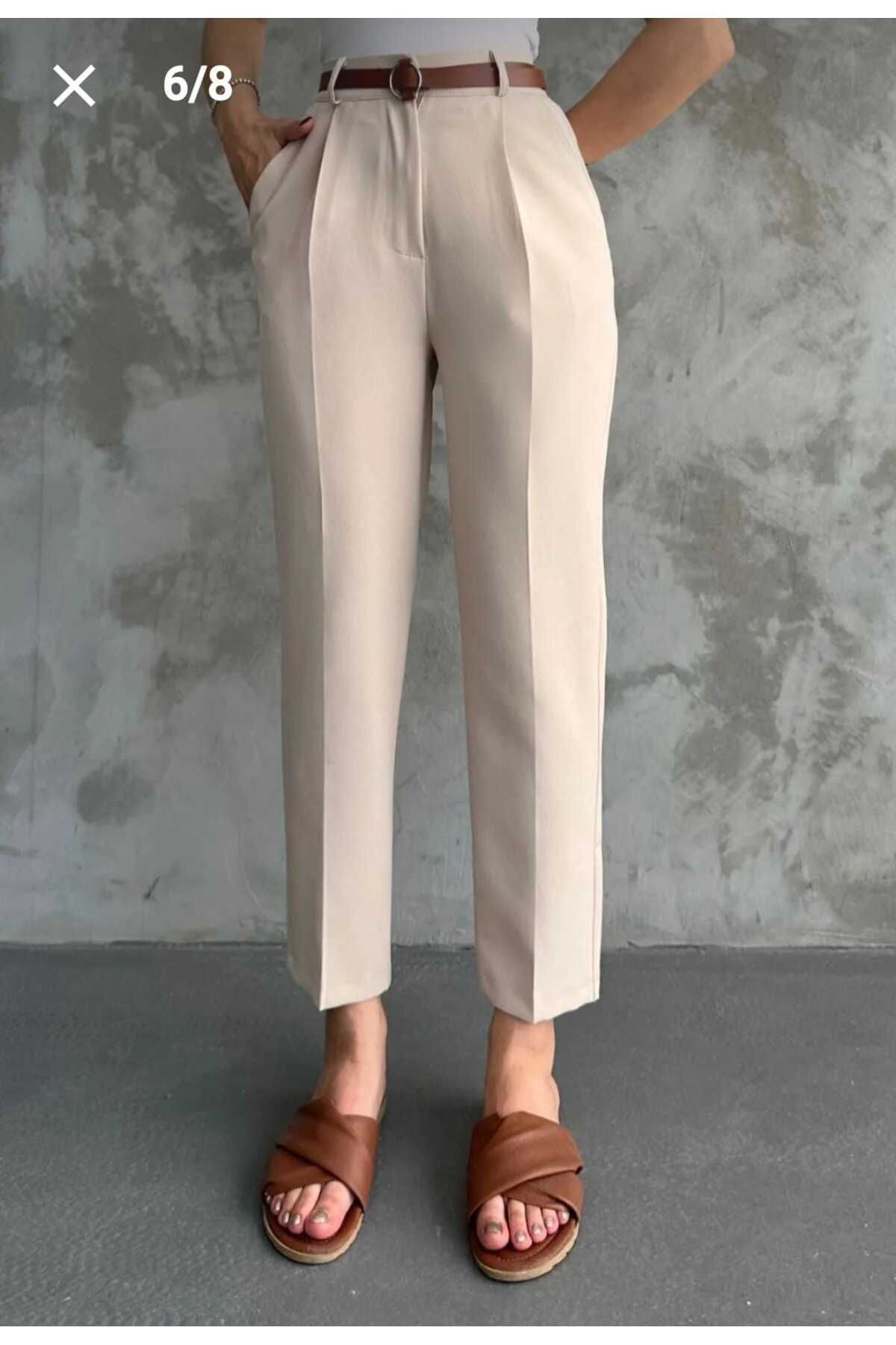 Fua Shop Kadın Arkası Lastikli Havuç Kesim Kumaş Pantolon