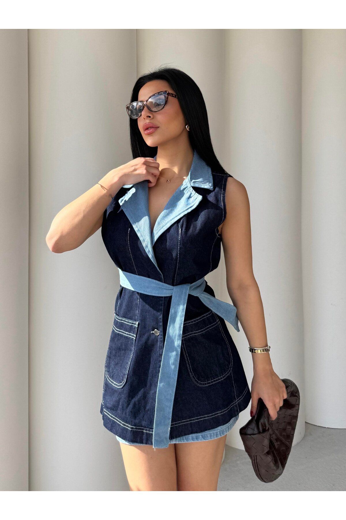 Tulipabutik Yelek Etek Denim Takım