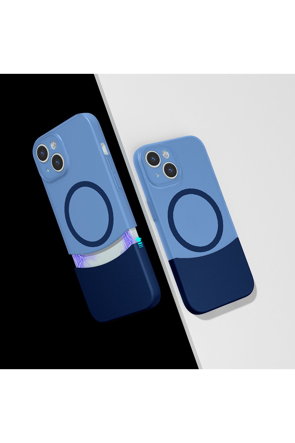 Sphone İphone 15 Kılıf Transparan Çift Parça Renkli Mıknatıslı Ayrılabilen Ultra İnce Kartvizitlik Kapak