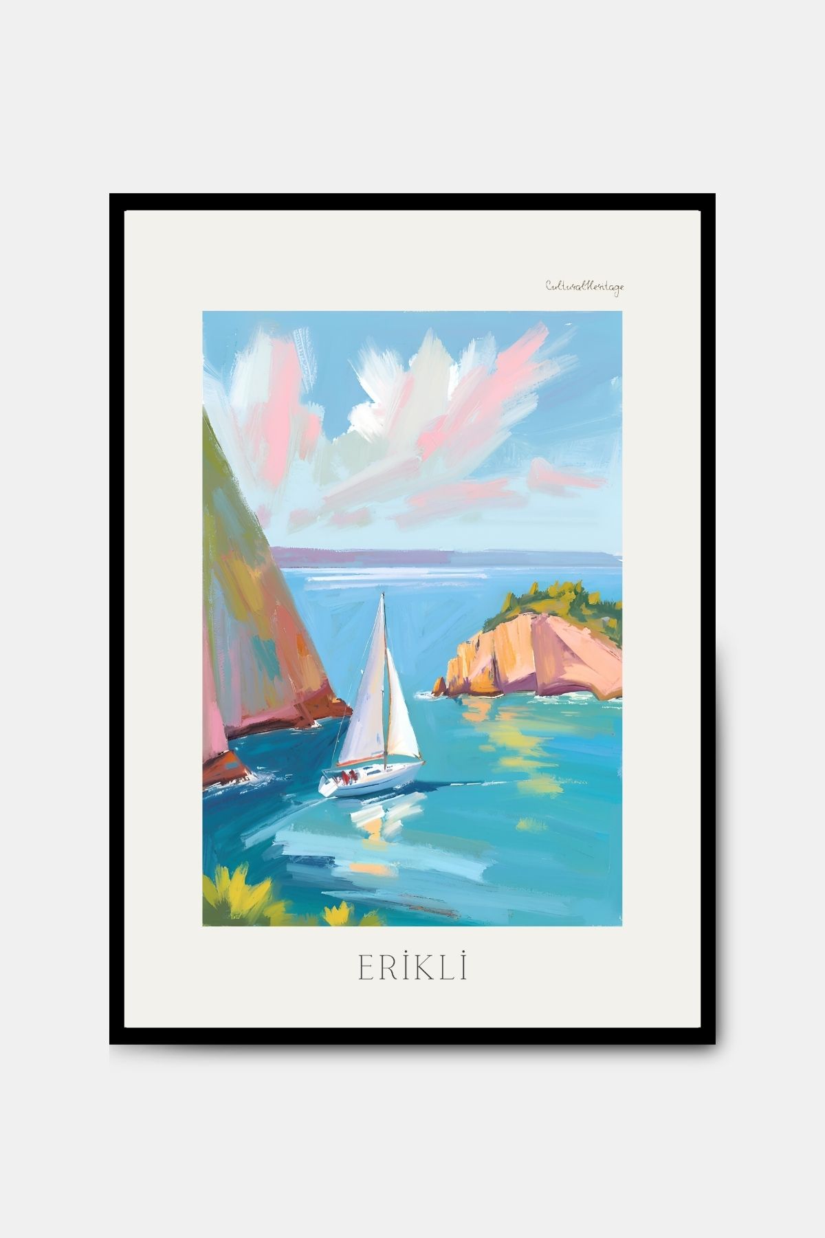PİTAYA Edirne Erikli Poster - Çerçevesiz Tasarım Deniz Poster Yağlı Boya Tablo Duvar Dekorasyonu