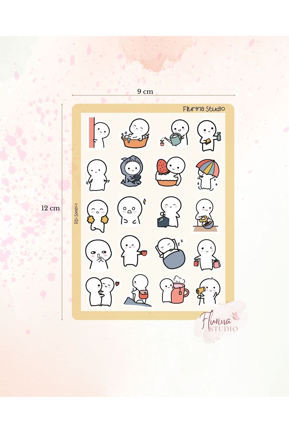 Flurina Studio Cute Emoji 4 Sayfa Şeffaf Sticker Seti
