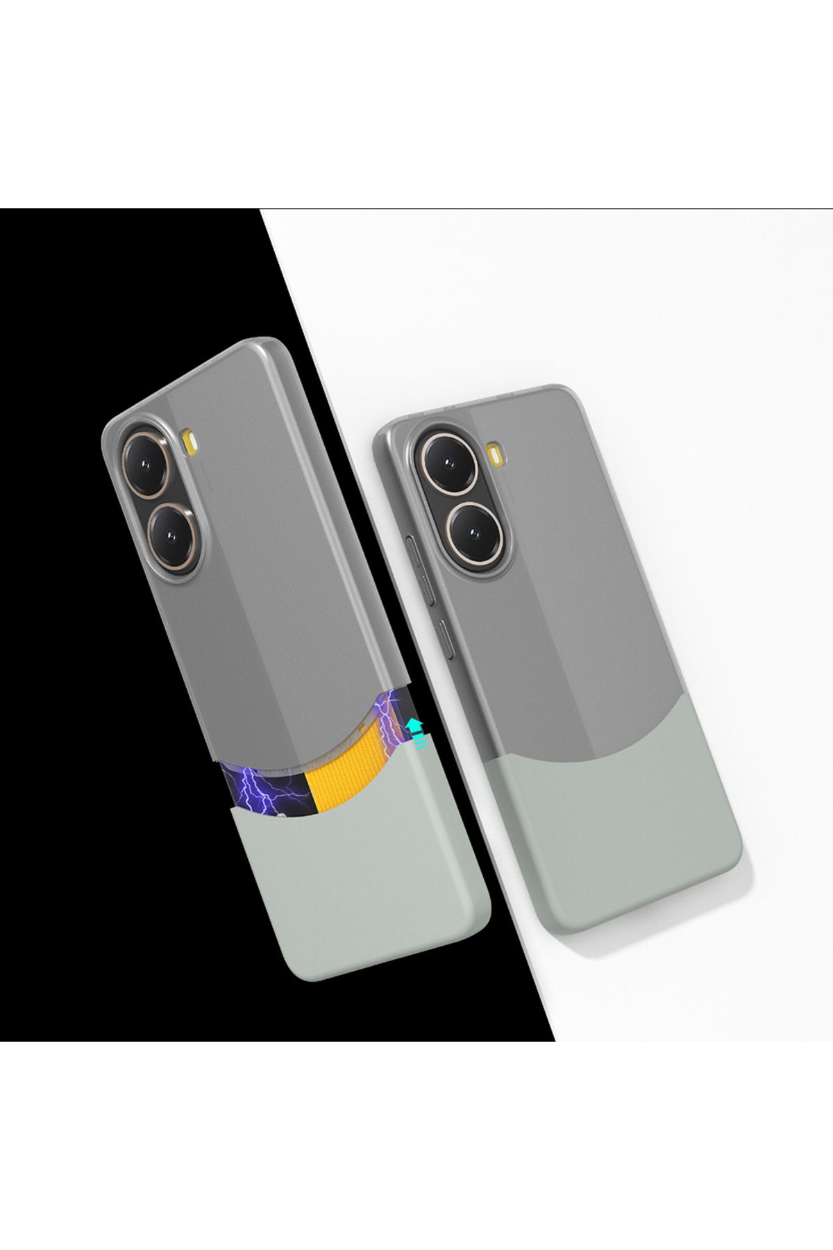 Sphone Poco X7 Pro Kılıf Yarı Transparan Çift Parça Renkli Mıknatıslı Ayrılabilen İnce Kartvizitlikli Kapak