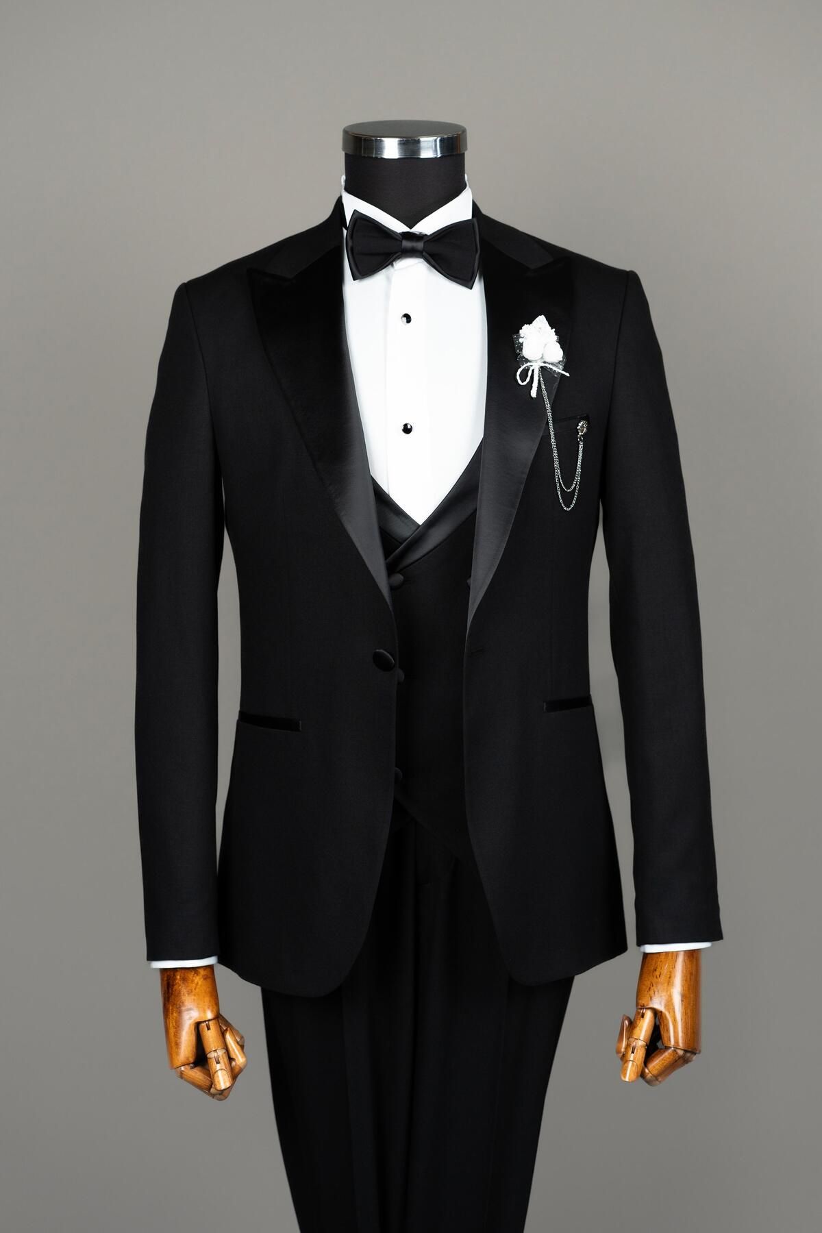 Terziayhan T04-03 Model Slimfit Kırlangıç Yaka Yelekli Damatlık