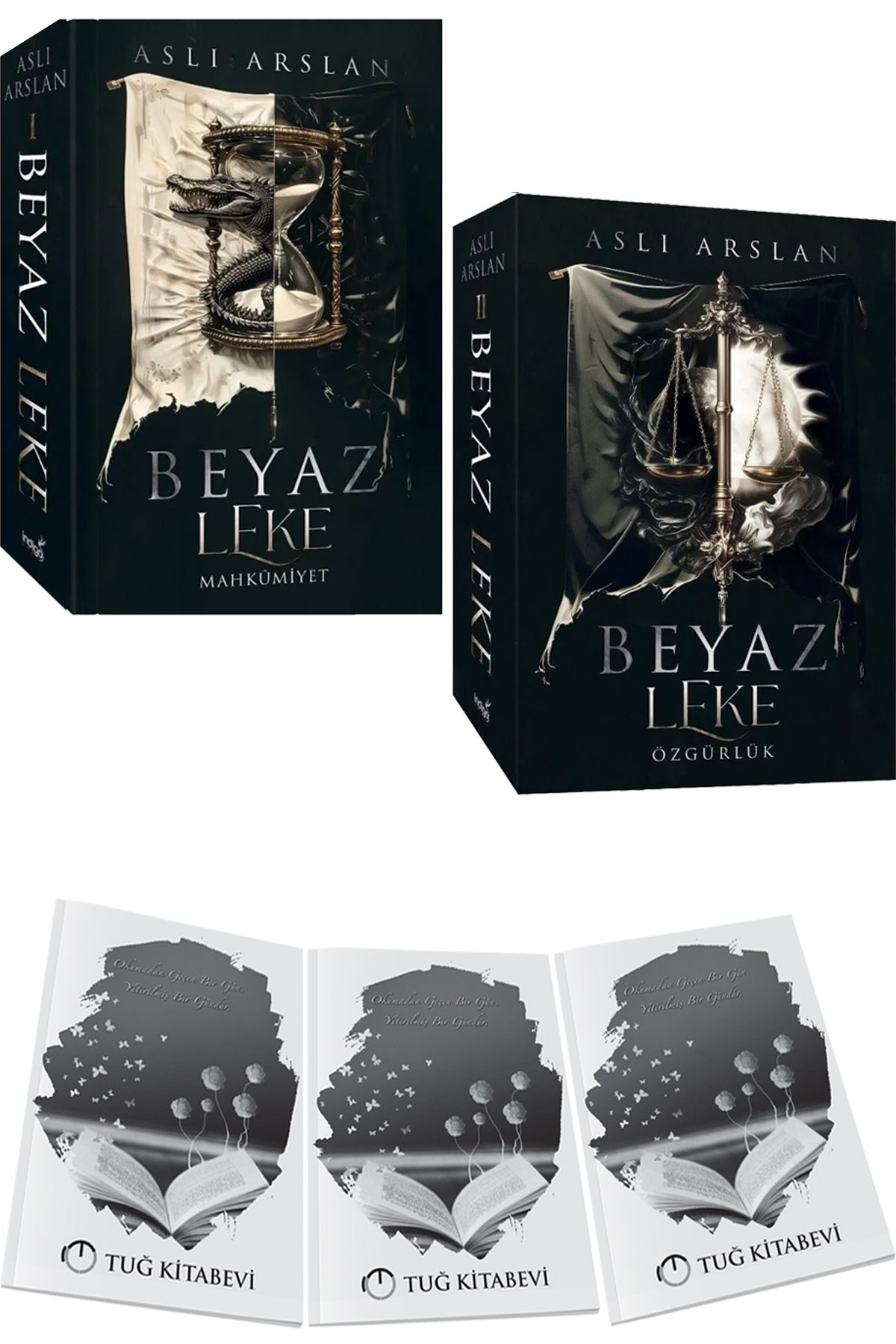 İndigo Kitap Beyaz Leke Mahkumiyet / Beyaz Leke Özgürlük Aslı Arslan 2 Kitap Set Karton Kapak + Hediyeli