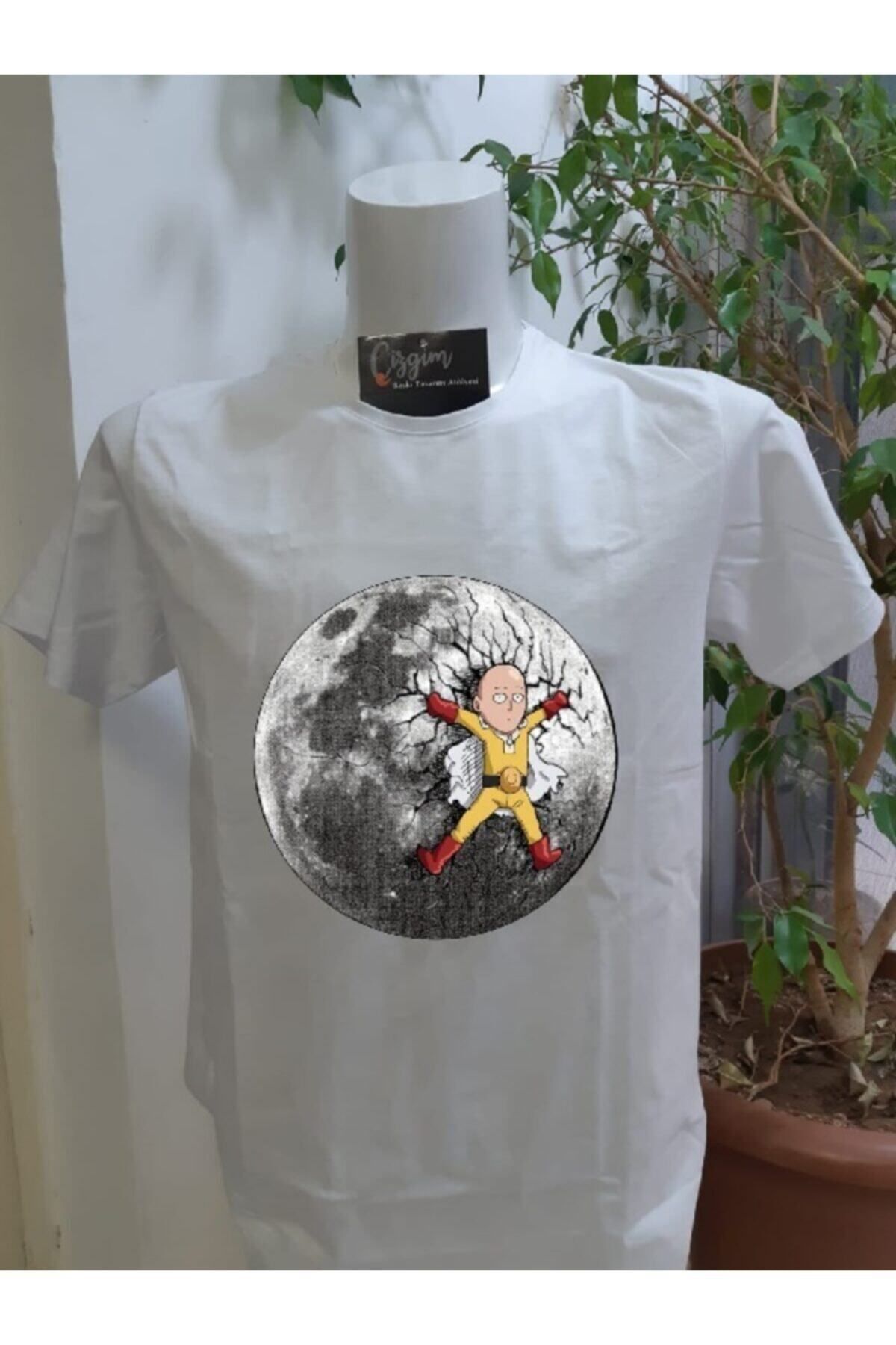 Pisa Art Unisex Child In The Moon Baskılı Beyaz Tişört