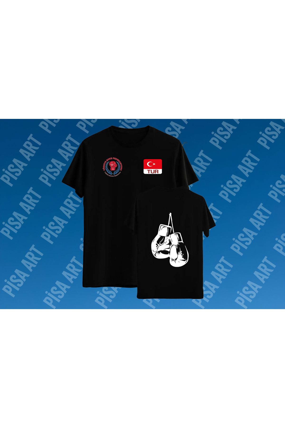 Pisa Art Ön Arka Tasarımlı Boks Milli Takım Unisex T-shirt Kişiye Özel Tasarım Yapılır