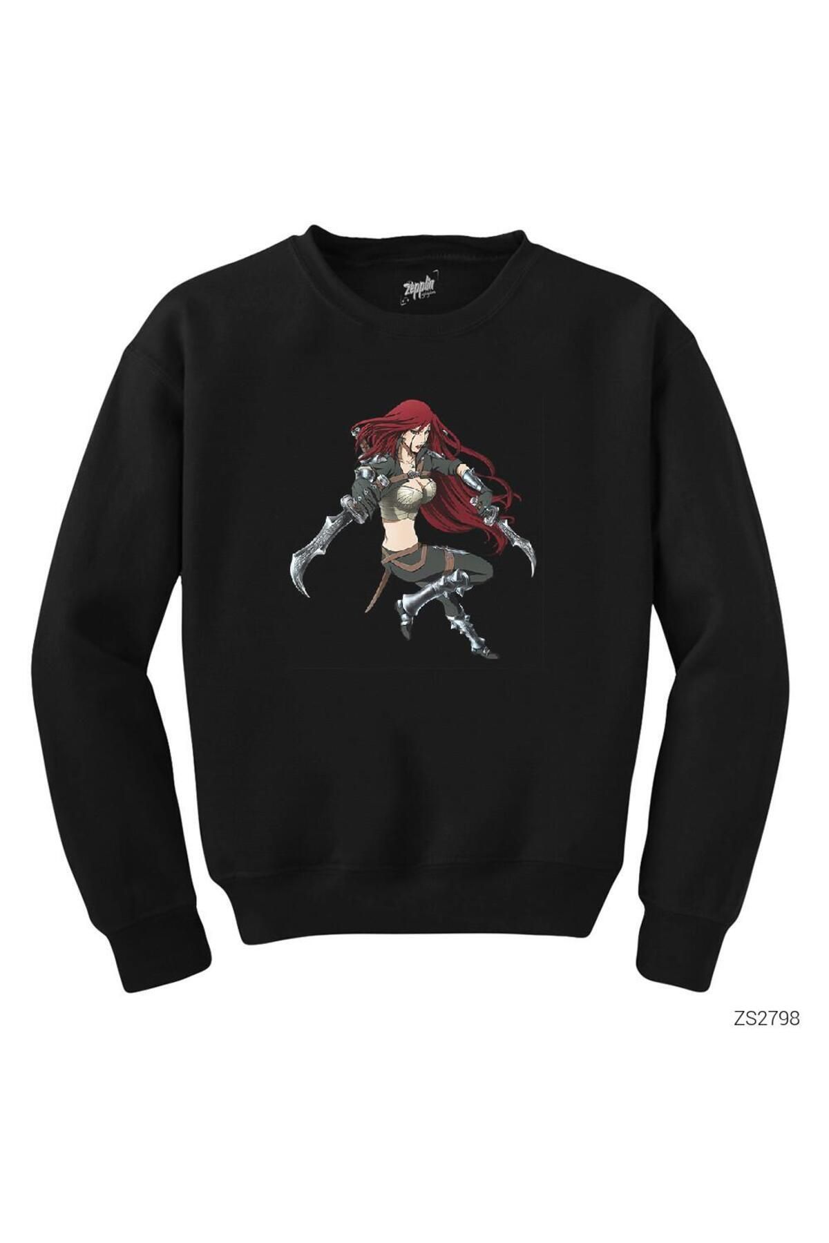 Pisa Art LoL Katarina Siyah Sweatshirt