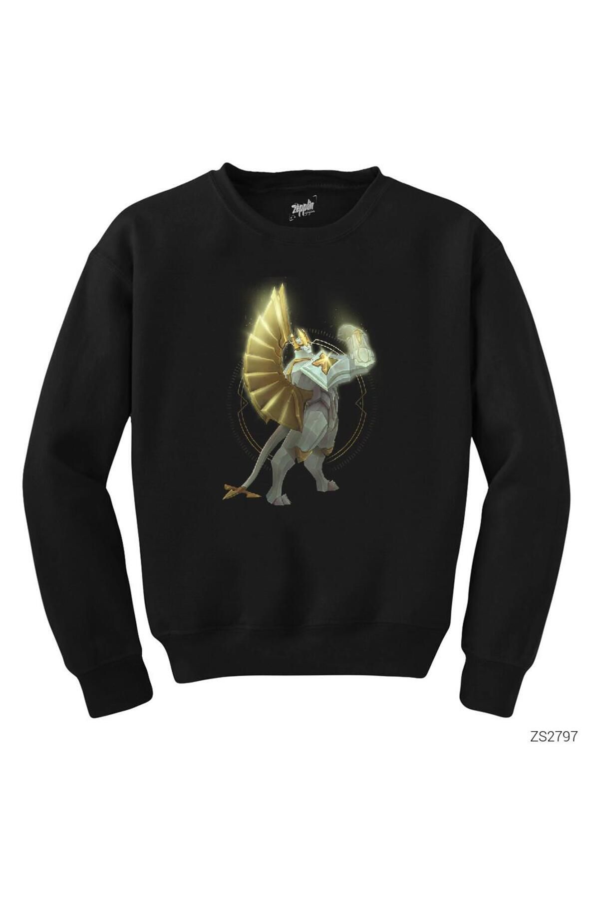 Pisa Art LoL Galio Siyah Büyük Beden Sweatshirt