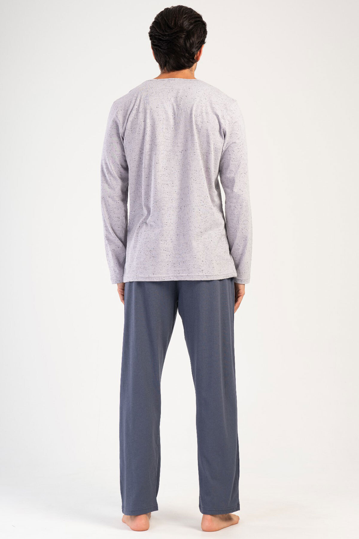 VİENETTA-Cotton Men's Long Sleeve Pajama Set, 405146 4