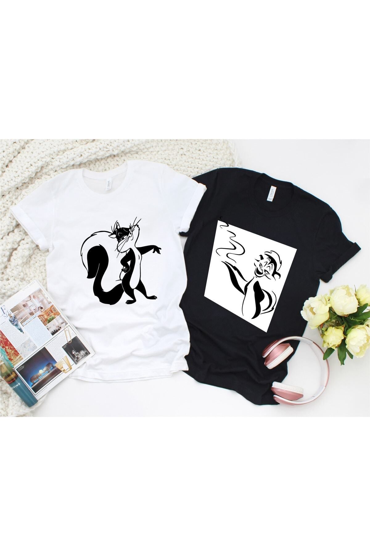 Pisa Art Kokarca Kedi Sevgili / Anne Baba / Arkadaş / Hayvan Kombini Hediye Unisex Regular Tshirt