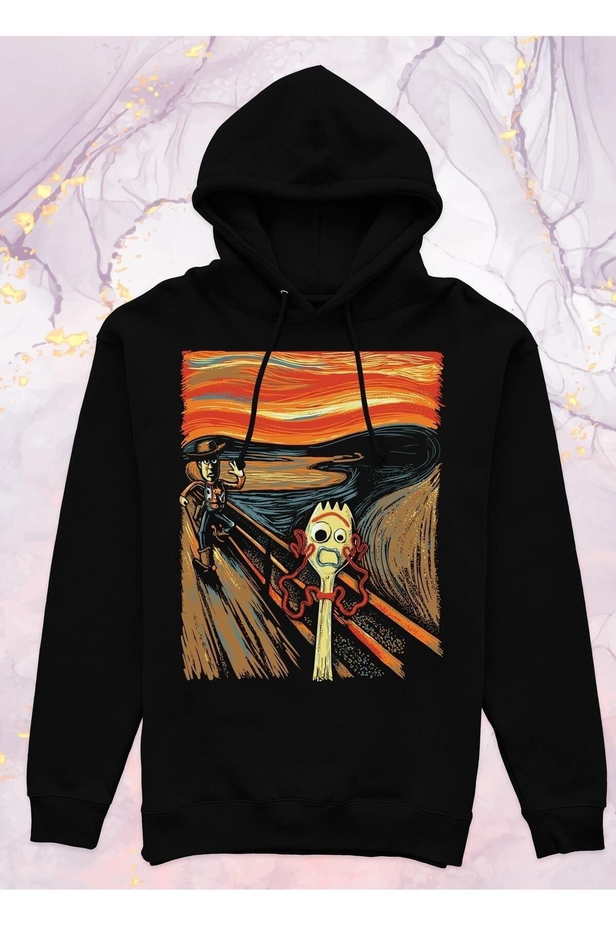 Pisa Art Toy Story - Woody Ve Forky - Cepsiz Kapüşonlu Sweatshirt