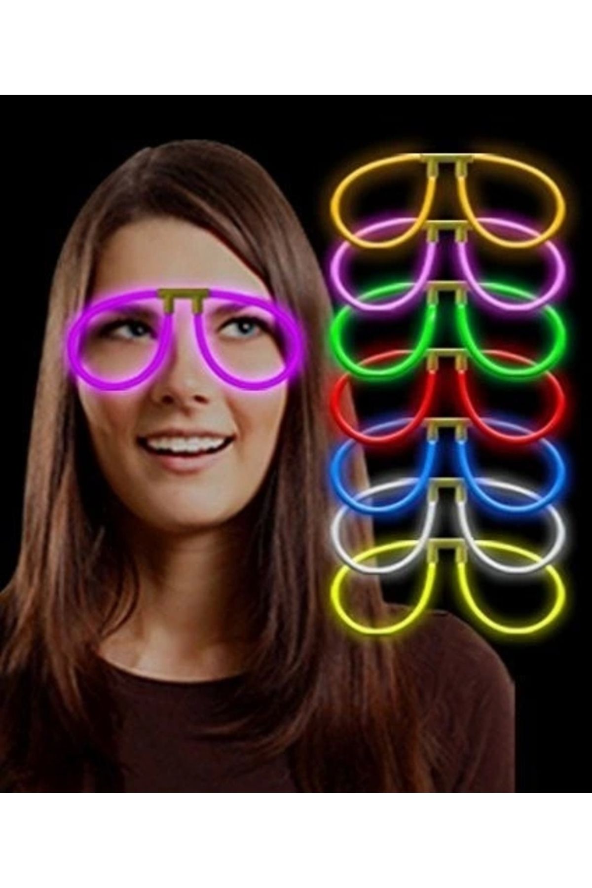 STOREMAX Karanlıkta Parlayan Fosforlu Glow Gözlük Fosforlu Renkli Gözlük 6 Adet (5047)
