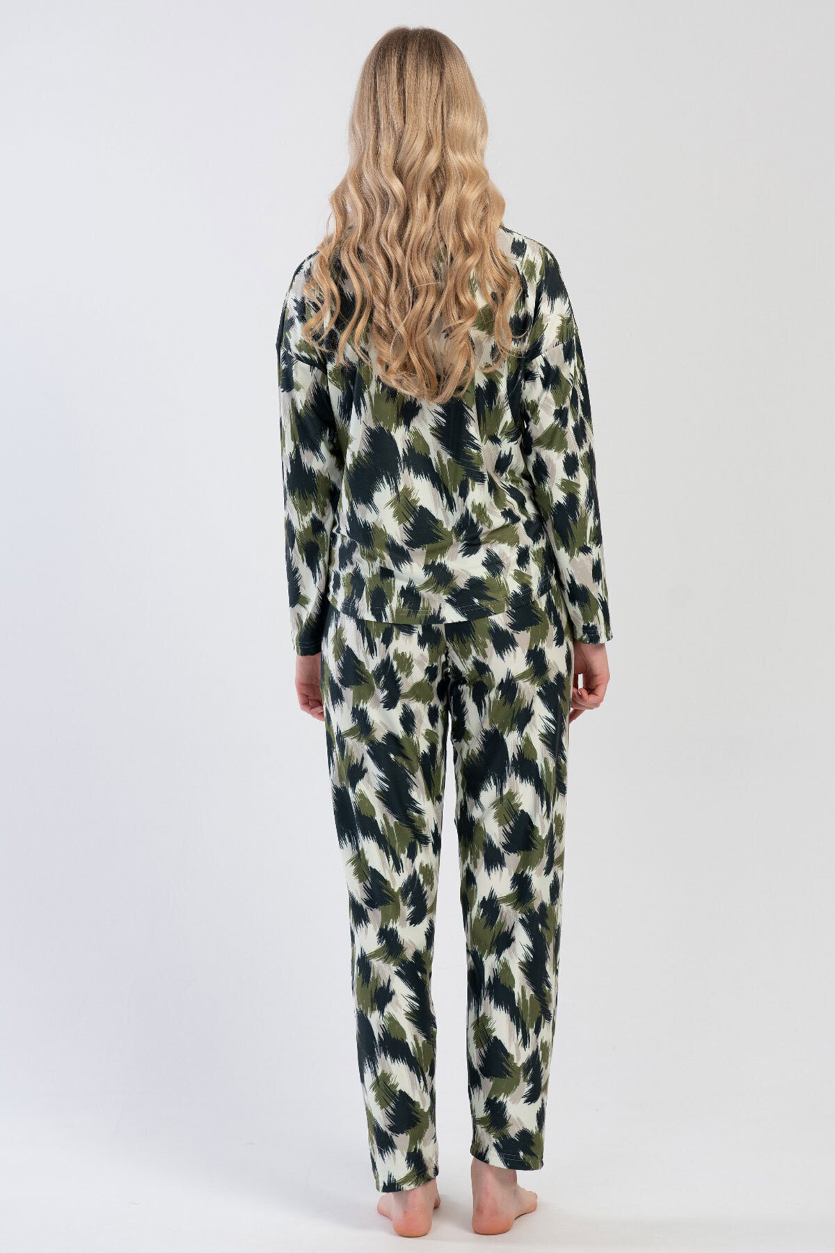 VİENETTA-Women's Microwelsoft Marla Off-Shoulder Long Sleeve Pajama Set, 312102 4