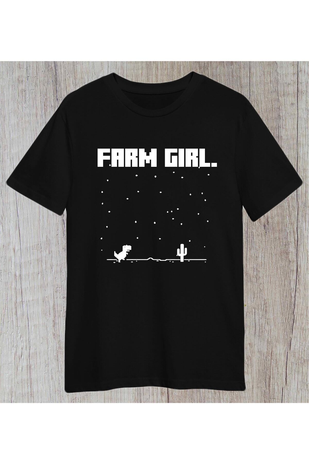 Pisa Art Farm Gırl Çiftlik Kız - Çiftçi Tarla Kamp Gezi Google Dinazor Regular Tshirt