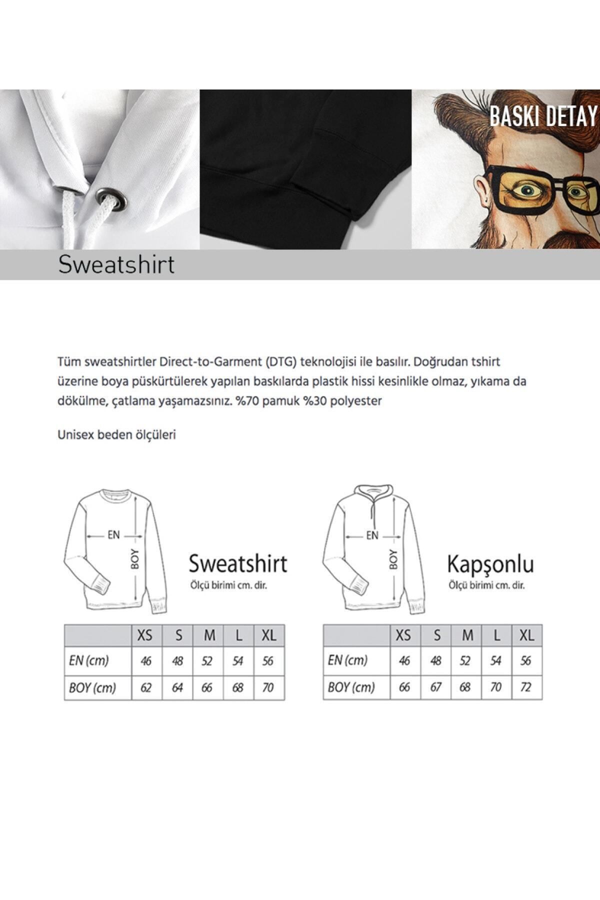 Pisa Art Unisex Beyaz Snowboard Cepsiz Kapüşonsuz Sweatshirt