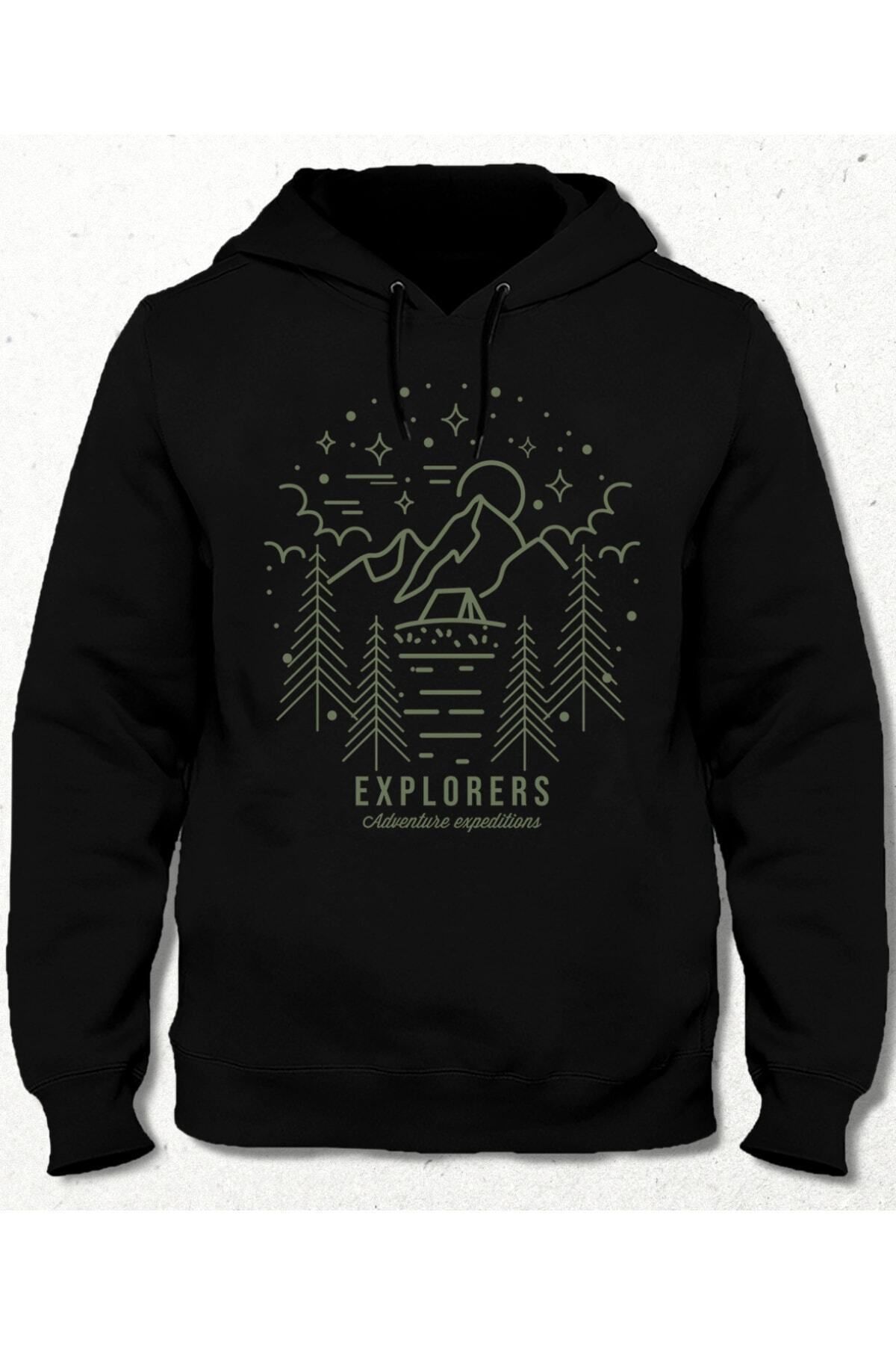 Pisa Art Unisex Siyah Exlplorers Cepsiz Kapşonlu