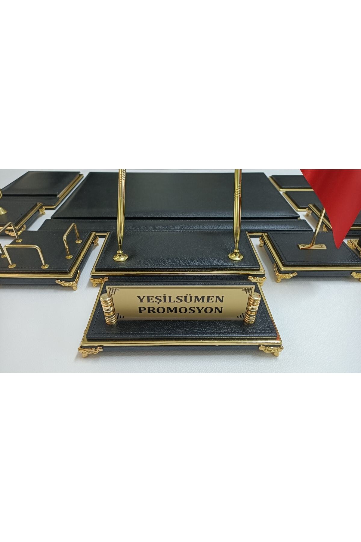 Yeşilsümen Siyah Ve Gold Ayaklı Ve Isimlikli Lüx Tasarım Sümen Ve Makam Takımı