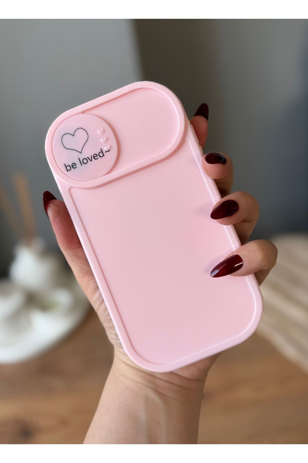 MirazTasarim IPHONE 14 PLUS KAMERA SÜRGÜ KAPAKLI PEMBE KILIF2