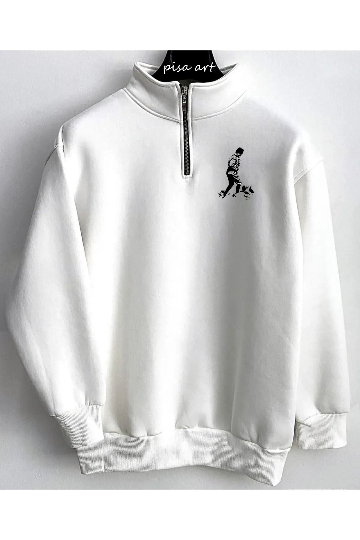 Pisa Art Mustafa Kemal Atatürk Özel Tasarım Yarım Fermuarlı Sweatshirt