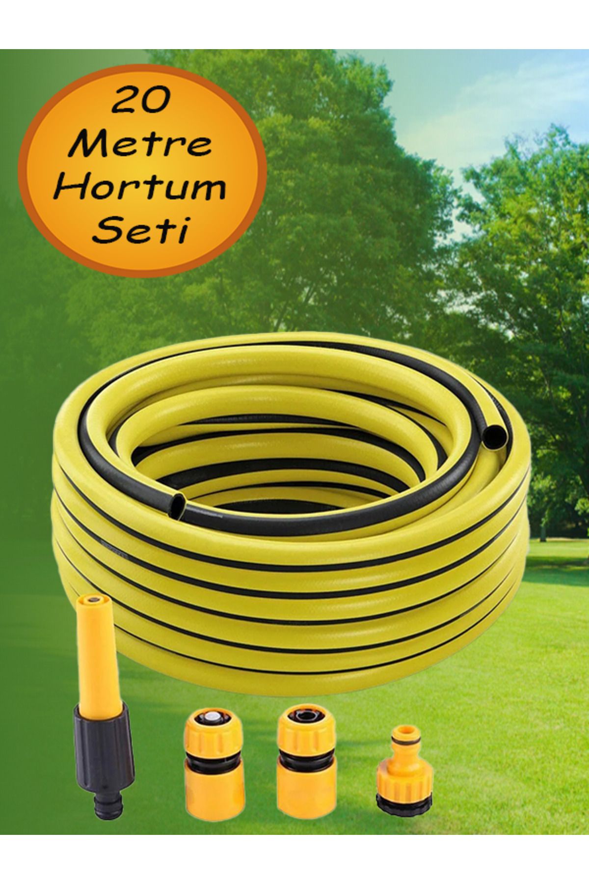 nublado 1/2 Garden Kit Bahçe Sulama Hortumu 20 Metre Termo Plastik Araç Yıkama Hortum Seti