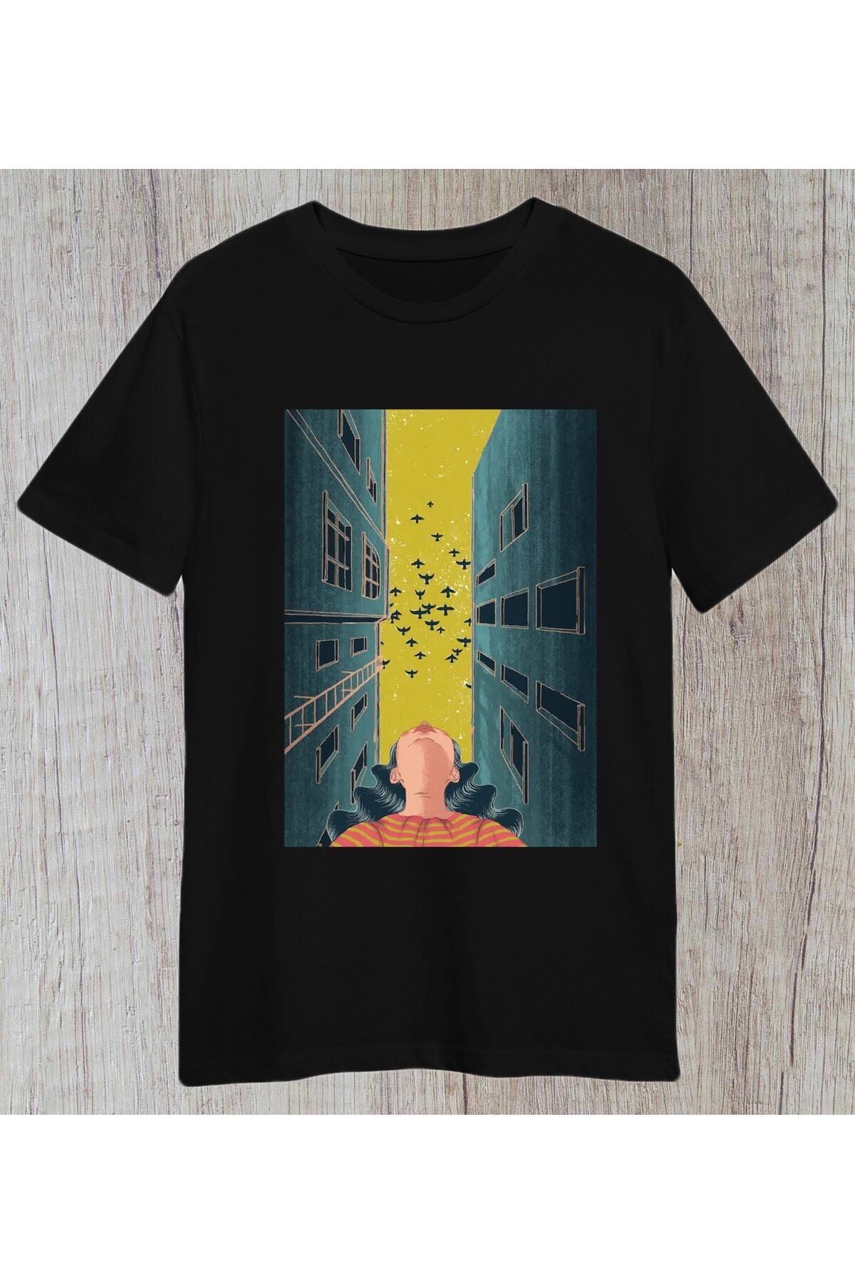 Pisa Art Perspektif / Göğe Bakalım / Gökyüzü Özel Tasarım Tshirt
