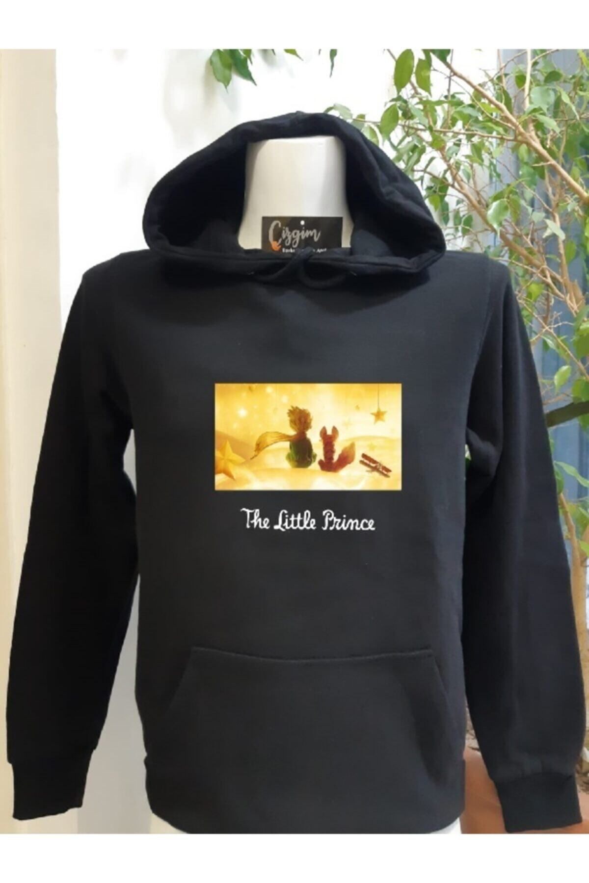 Pisa Art Unisex Siyah Kapüşonlu Baskılı Küçük Prens (sarı) Sweatshirt