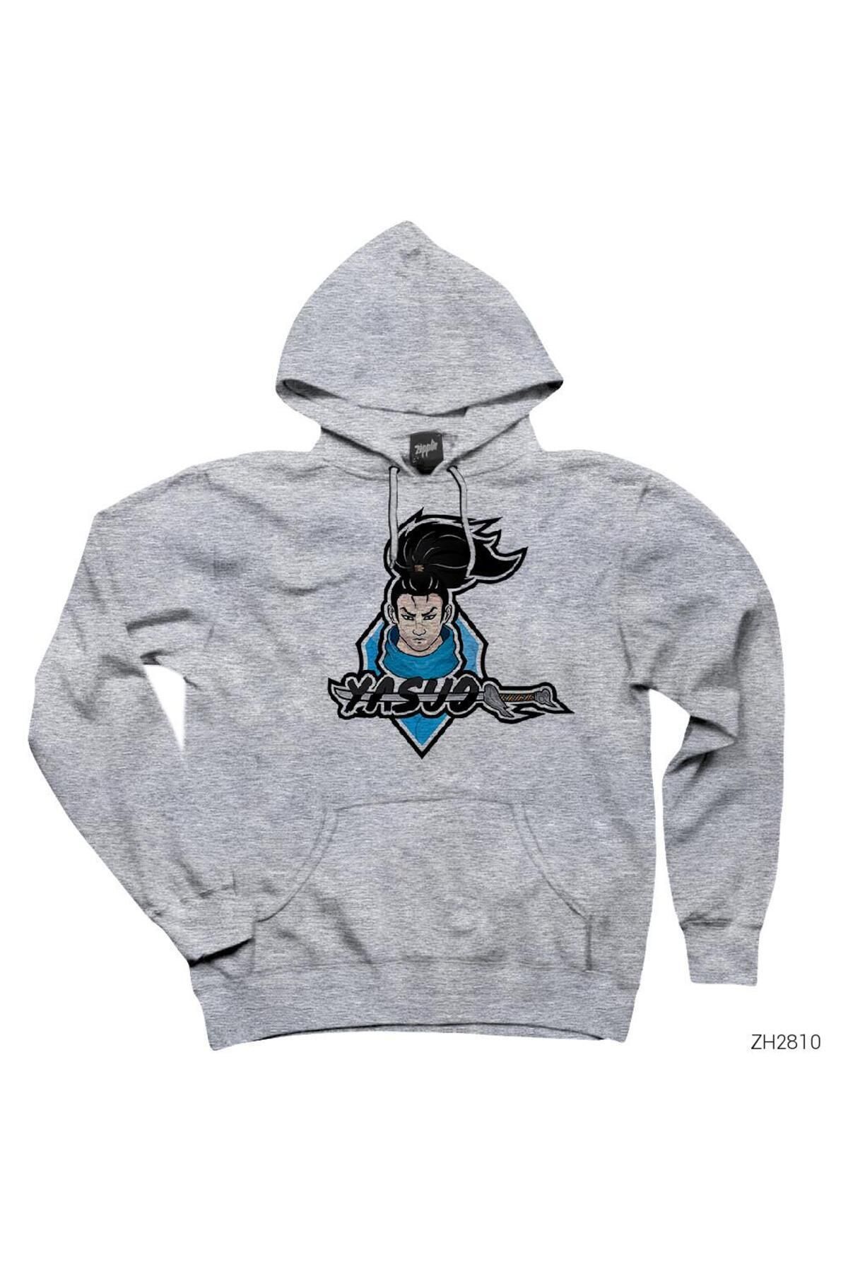 Pisa Art LoL Yasuo Legend Gri Kapşonlu Sweatshirt Hoodie