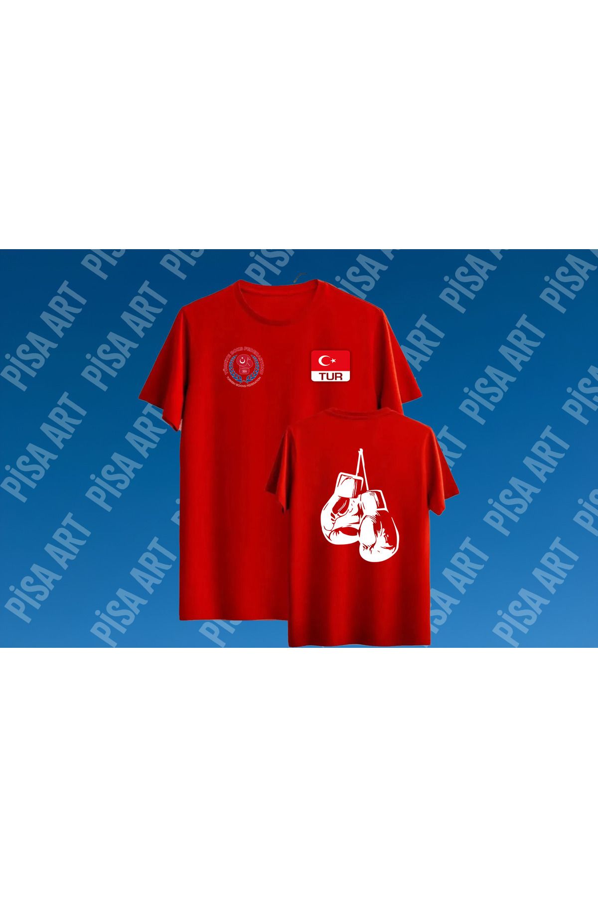 Pisa Art Ön Arka Tasarımlı Boks Milli Takım Unisex T-shirt Kişiye Özel Tasarım Yapılır