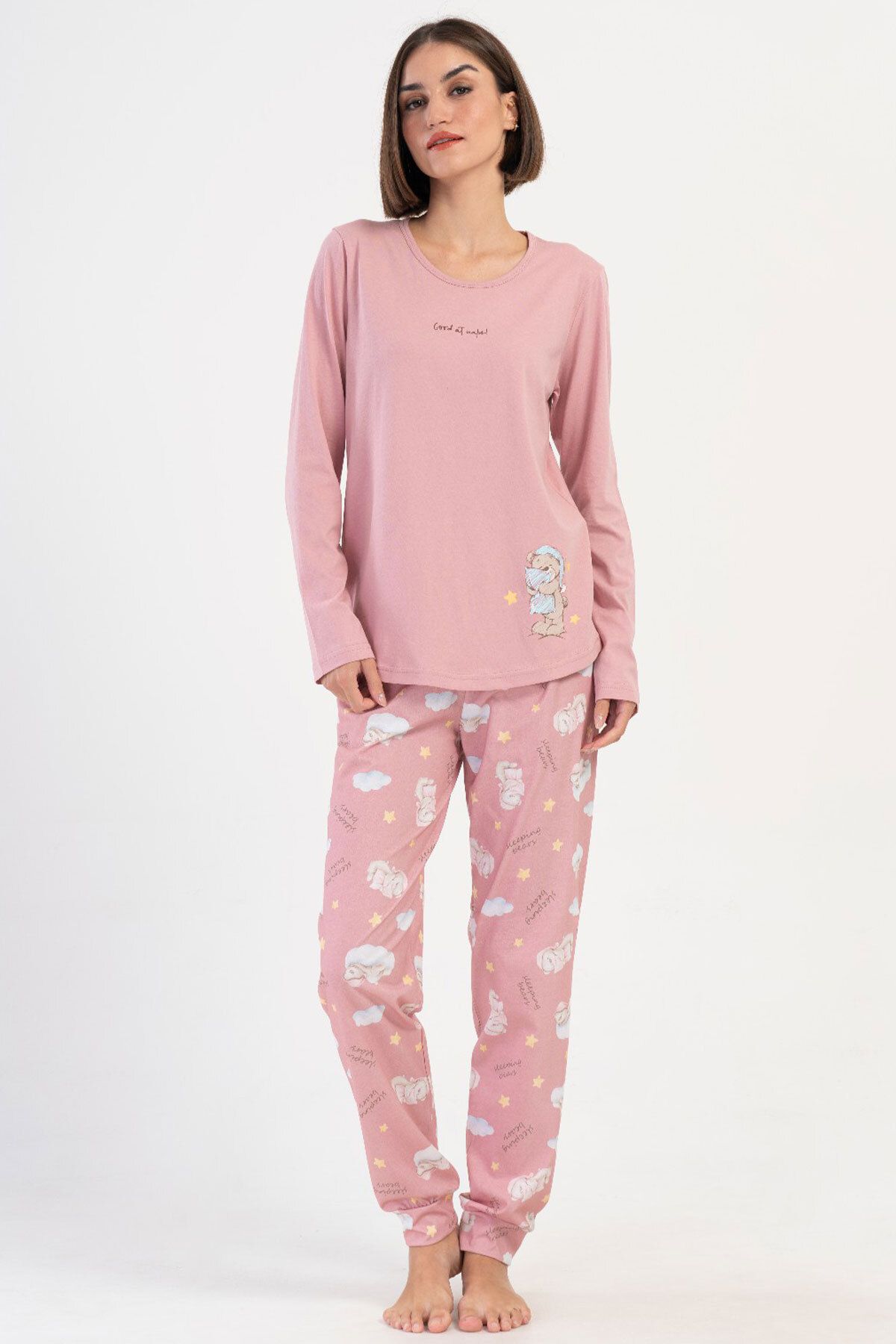 VİENETTA Pamuklu Kadın Uzun Kol Pijama Takım , 405287