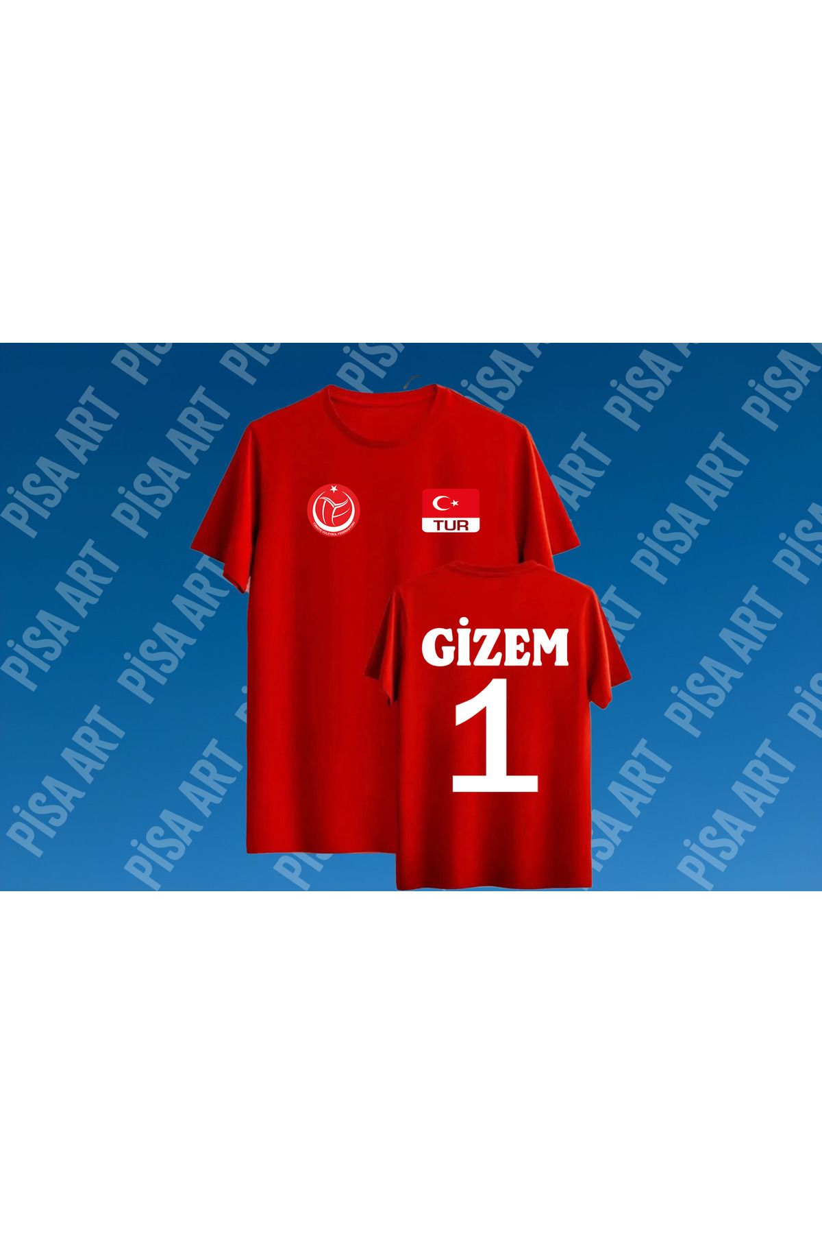 Pisa Art Türkiye Voleybol Milli Takım Gizem Örge Yetişkin Ve Çocuk Unisex T-Shirt Kişiye Özel Baskı Yapılır