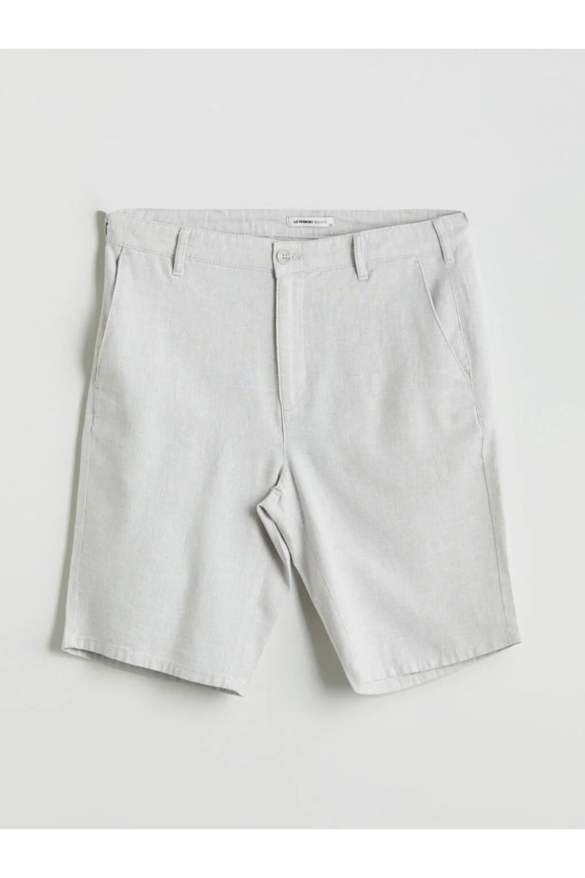 LC Waikiki LCWAIKIKI Classic Gri Standart Kalıp Keten Karışımlı Erkek Şort