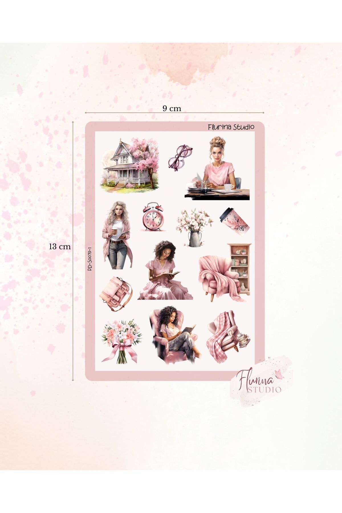 Flurina Studio Pink Planning 2 Sayfa Şeffaf Sticker Seti