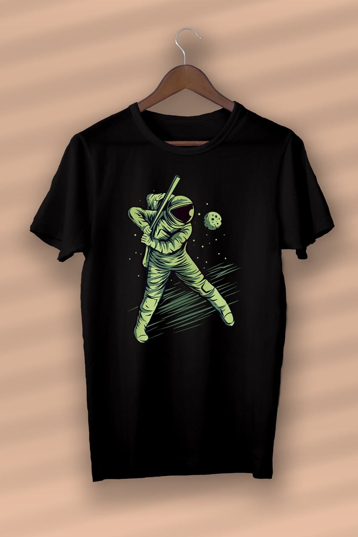 Pisa Art Astronot Baskılı Organik Pamuk Siyah - Unisex - Kadın - Erkek - T-shirt - Nux Boutique