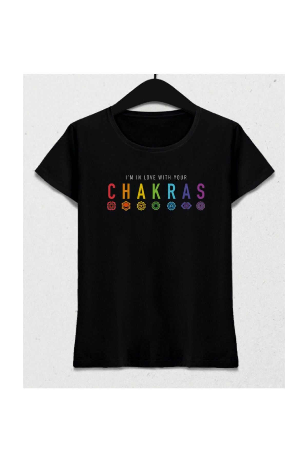 Pisa Art Chakras Yoga Siyah Kadın Tişört