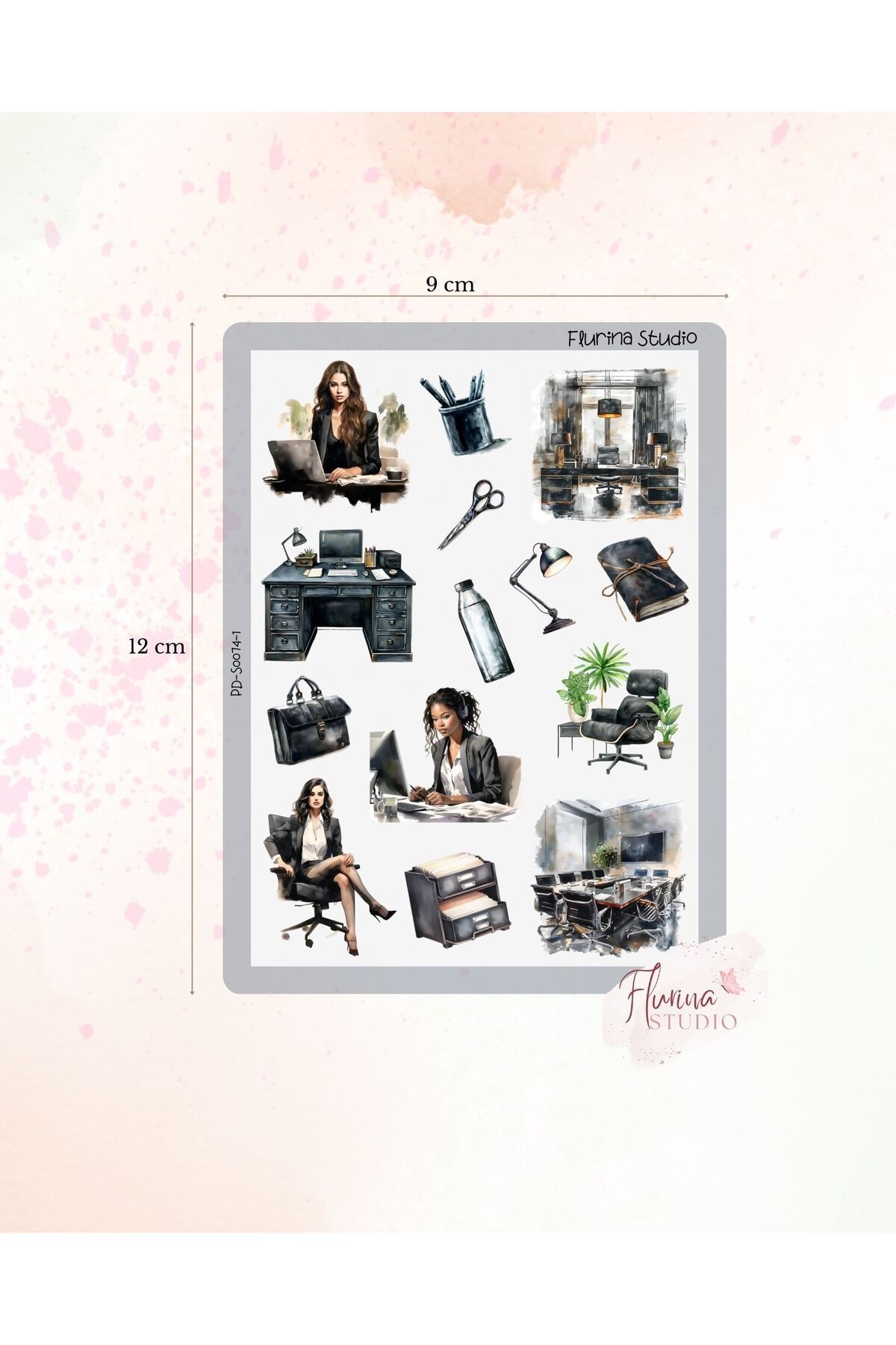 Flurina Studio Office Time 2 Sayfa Şeffaf Sticker Seti