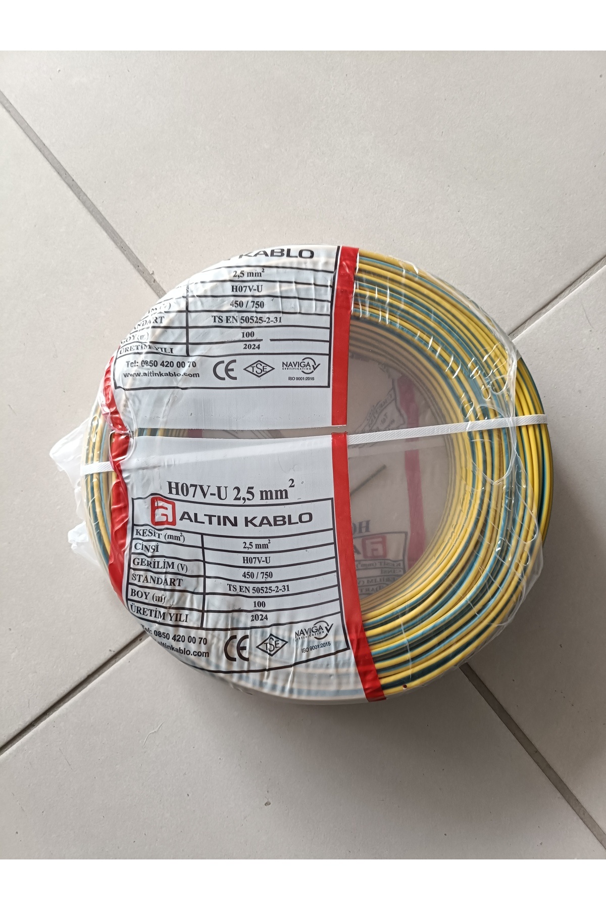 Altın Kablo 2,5mm Sarı-Yeşil NYA Kablo- Altın Kablo