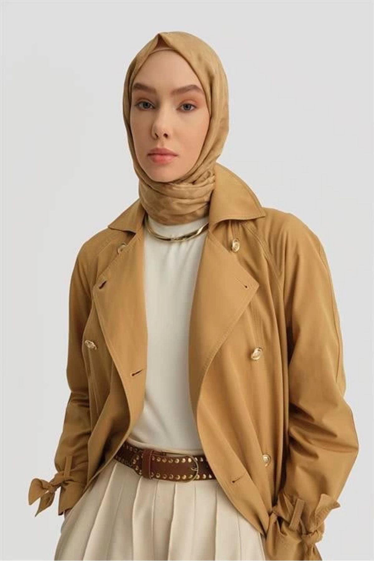 aradimtaradim Armine Gold Düğmeli Trençkot 25Y7807 Sahra