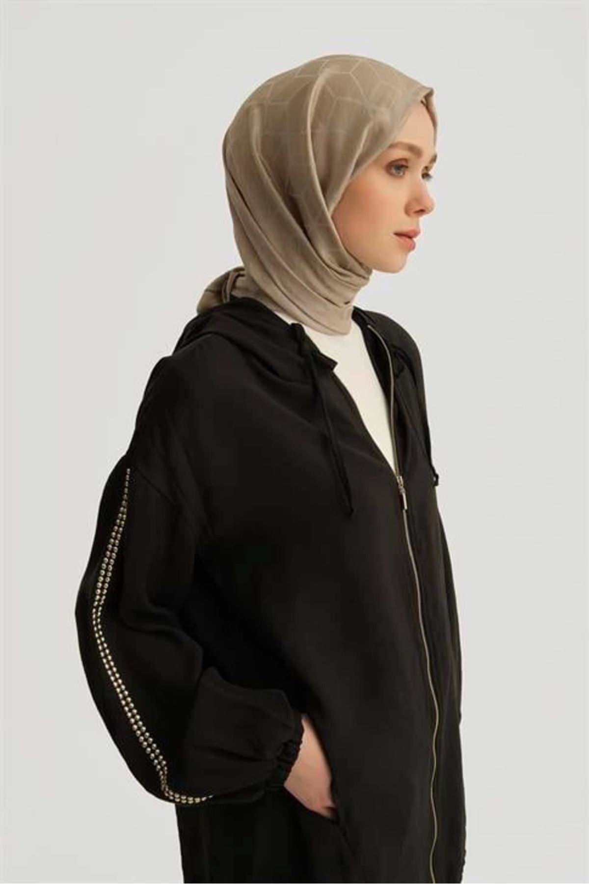 aradimtaradim Armine Modal Trok Baskılı Tunik 25YD4240-1 Siyah