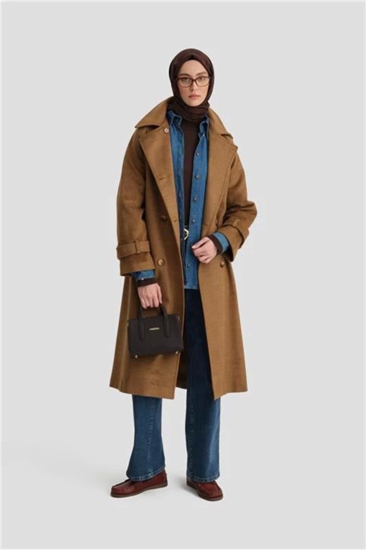 aradimtaradim Armine Kruvaze Oversıze Kaban 24KH7614 Camel