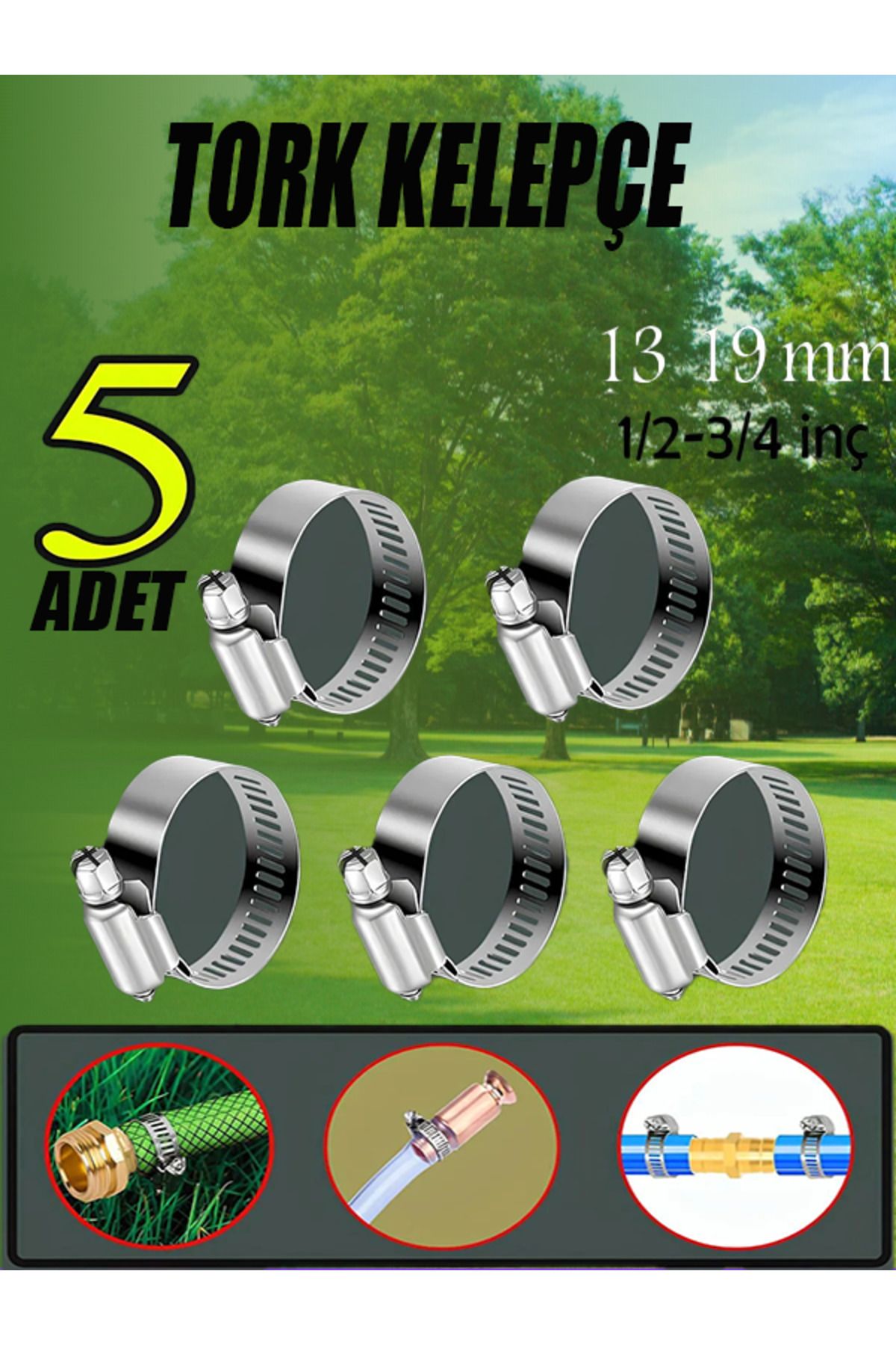 nublado BRO Hortum Kelepçesi Tork Ayarlı 13x19 mm Paslanmaz Çelik Metal Kelepçe Ayarlanabilir klips 5 ADET